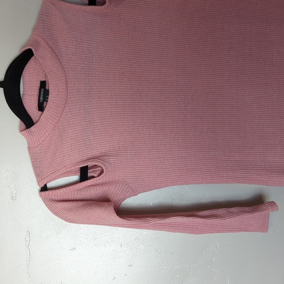 Forever 21 Pink Shoulder Cut Out Long Sleeve Midi Dress M - Picture 3 of 4